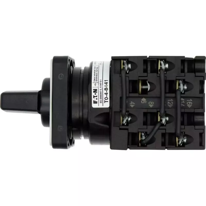 Eaton T0-4-8441/E 3-polige AAN-UIT nokkenschakelaar, 20A, 690V, IP65, zwart/wit 043595