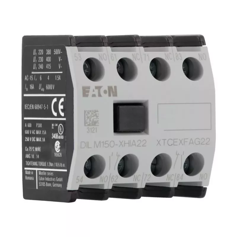 Eaton DILM150-XHIA22 hulpcontactblok, 2NO+2NC, frontmontage, schroefklemmen 283464
