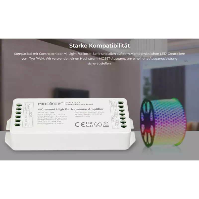 Synergy 21 LED-controller AMP-serie 4-kanaals versterker voor MiLight/MiBoxer (PA4)