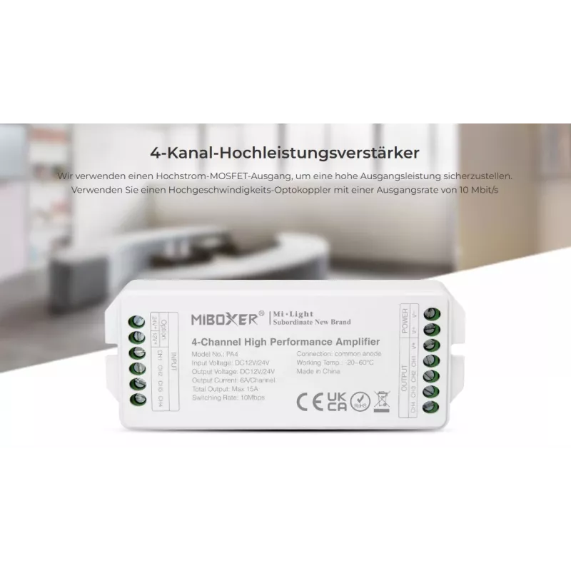 Synergy 21 LED-controller AMP-serie 4-kanaals versterker voor MiLight/MiBoxer (PA4)