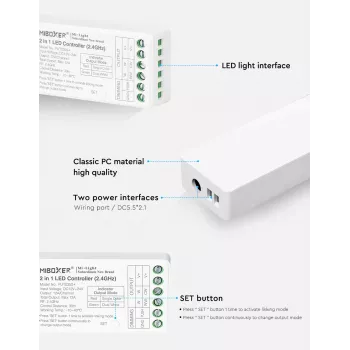 MiBoxer FUT035S+16kHz 2-in-1 dual white LED-controller (DC12/24V, 2,4GHz, 16kHz flikkervrij)