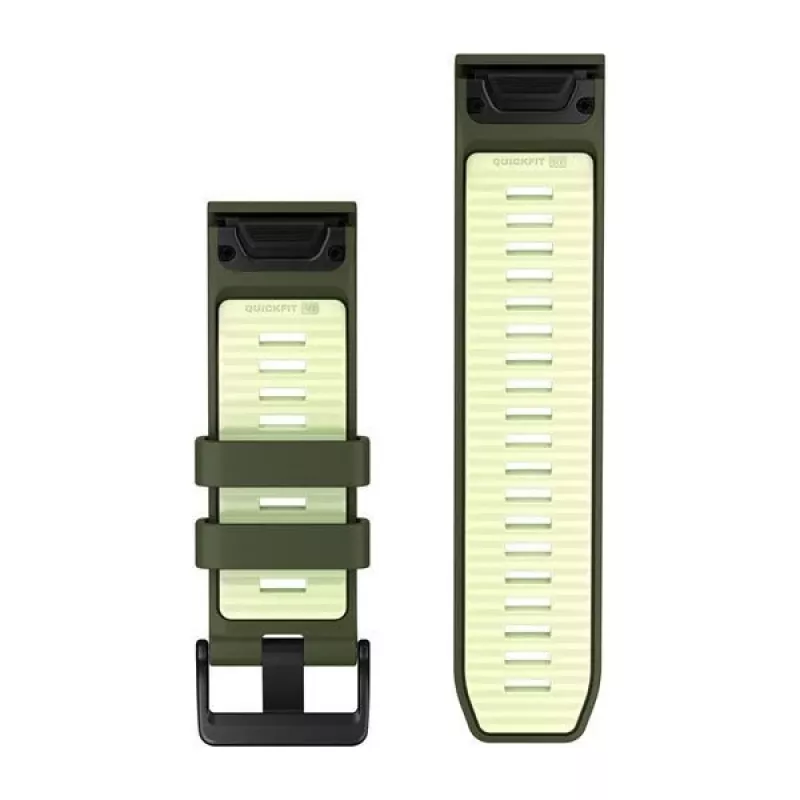 Garmin QuickFit 26 mm siliconen armband voor horloges - Olive Drab / Lemon 010-14508-01