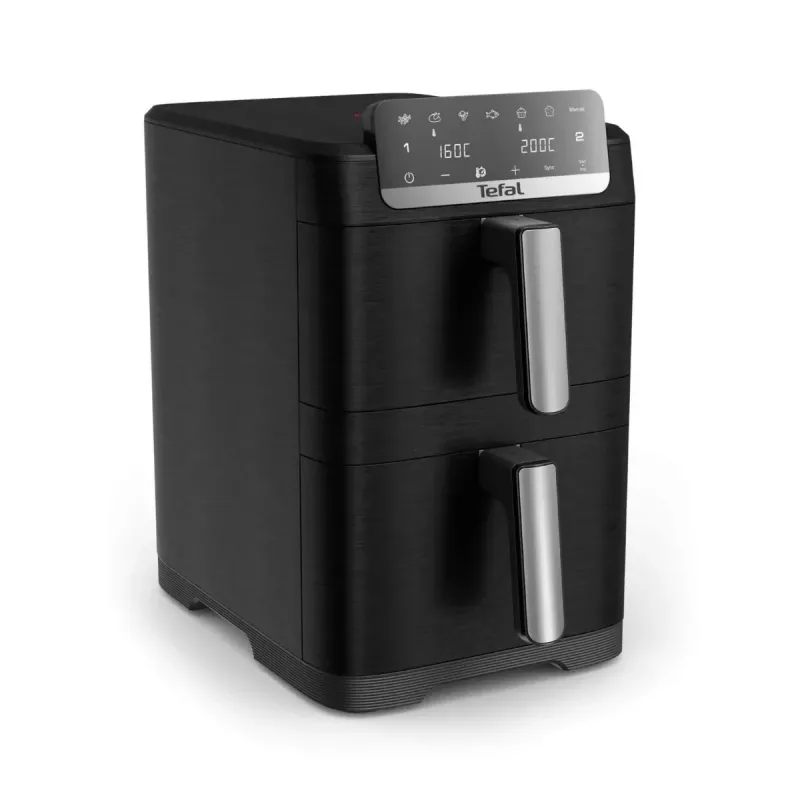 TEFAL dubbele mand heteluchtfriteuse EY7528E0 Easy Fry Crispy Stack, 2700 W, 6 L + 4 L, zwart