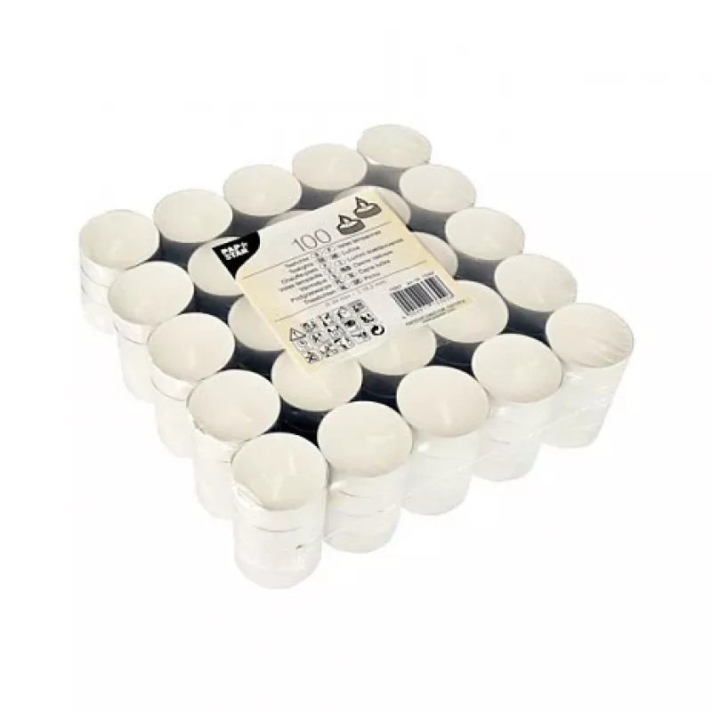 PAPSTAR Theelichtjes, wit, 100 stuks (13302)