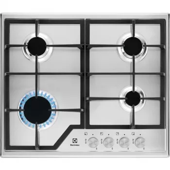 Electrolux KGS6426SX 4-pits gaskookplaat met wokbrander, roestvrijstaal