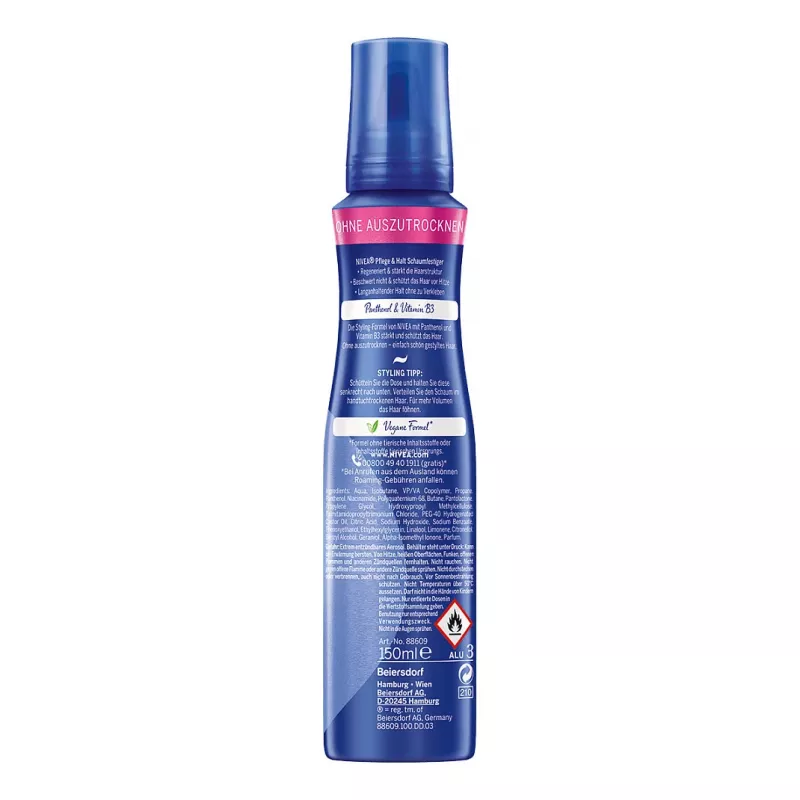 NIVEA Care & Hold styling mousse 150 ml – sterke hold, volume & verzorging