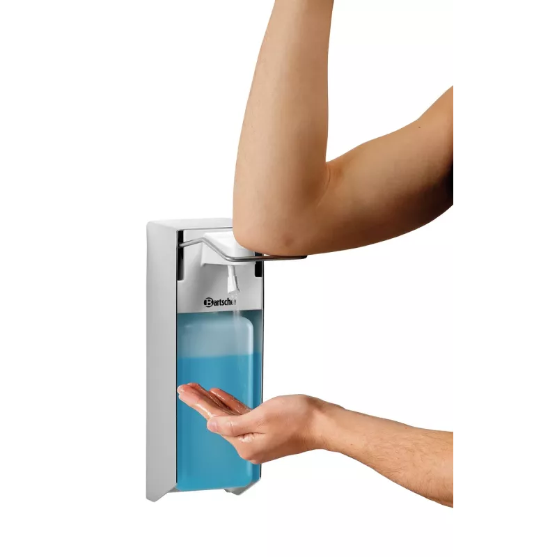 Bartscher desinfectiemiddeldispenser PS 0,9L-W 850019 zilver/wit kunststof 0,9 L wandmontage handmatig