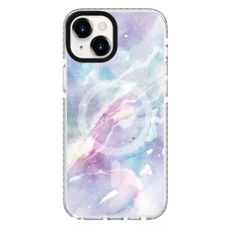 Evelatus Apple iPhone 15 Plus PC+TPU hoesje met MagSafe – Custom Marble Purple