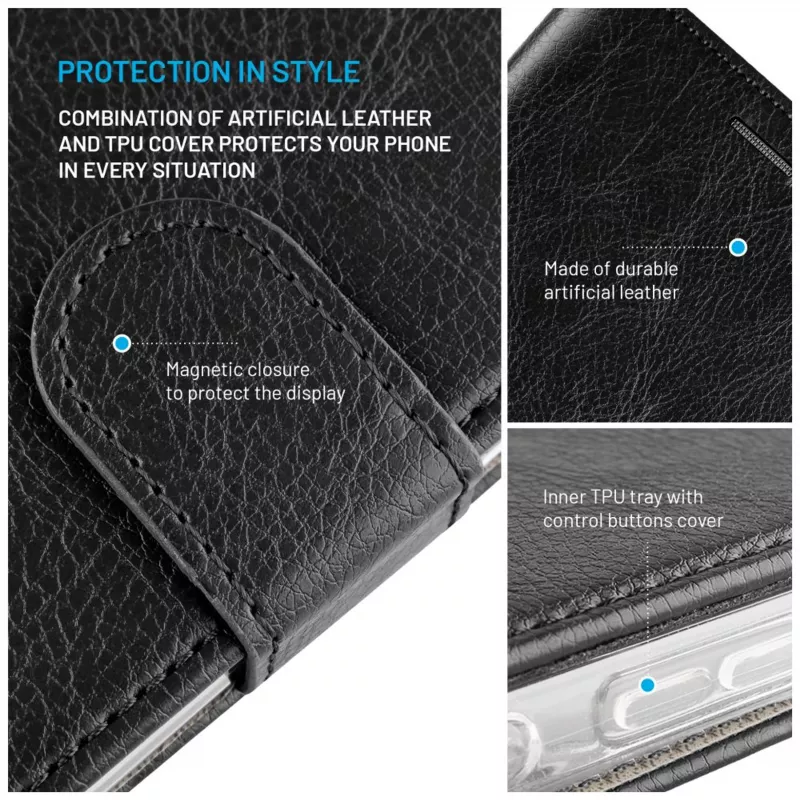 FIXED Opus Book Case voor Xiaomi Redmi 15 4G/5G – kunstleer, zwart