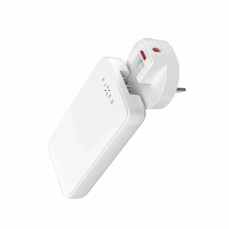 Fixed Slim Traveller 2xUSB-C reisoplader met wereldadapters, GaN, 45W – wit
