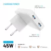 Fixed Slim Traveller 2xUSB-C reisoplader met wereldadapters, GaN, 45W – wit