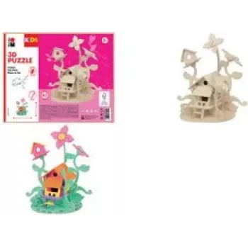 Marabu KiDS 3D-puzzel feeënhuis, 43-delige houten bouwset, voorgestanst multiplex, steekmontage - 1 stk. 0317000000010