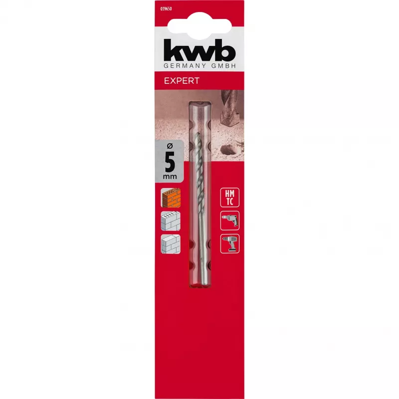 KWB 039650 steenboor 5 mm x 75 mm cilindrische schacht gehard staal