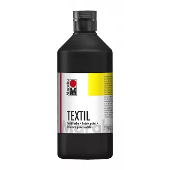 Marabu Textil textielverf, zwart, 500 ml, op waterbasis, voor lichte textiel, wasbestendig tot 40°C 17160075073