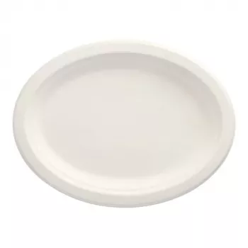 PAPSTAR pure ovale suikerriet borden 260 x 200 mm, 50 stuks, composteerbaar, magnetronbestendig 89741