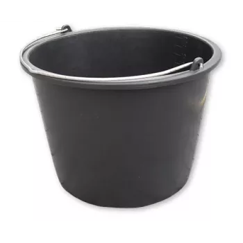 Bradas KTW16 16L PVC-bouwemmer, zwart, rond, met metalen beugelgreep en binnenschaal