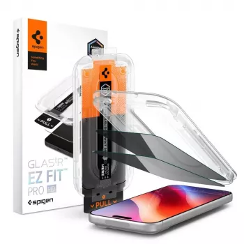 Spigen Glas.tR EZ Fit Pro HD Anti-Spy schermbeschermfolie van gehard glas voor iPhone 18 Pro (2-pack)