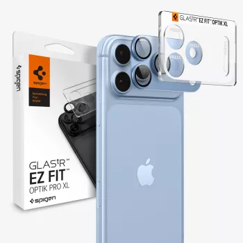 Spigen Optik Pro XL GLAS.TR EZ Fit gehard glas camera-objectiefbescherming voor iPhone 18 Pro - lichtblauw