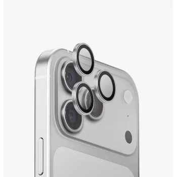 UNIQ Optix Aluguard (DX2) camera-objectiefbescherming voor iPhone 18 Pro / 18 Pro Max – zilver met applicator