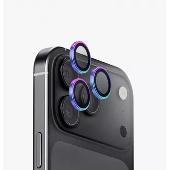 UNIQ Optix Aluguard (DX2) camera-objectiefbescherming voor iPhone 18 Pro / iPhone 18 Pro Max – iridescent met applicator