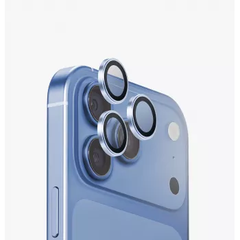 UNIQ Optix Aluguard (DX2) camera-objectiefbescherming voor iPhone 18 Pro / iPhone 18 Pro Max – blauw met applicator