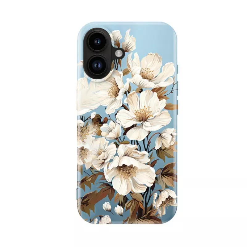 Evelatus Apple iPhone 16 Slim Shell met MagSafe – Custom Print Flower Blue