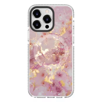 Evelatus Apple iPhone 15 Pro PC+TPU hoesje met MagSafe – marmer roze