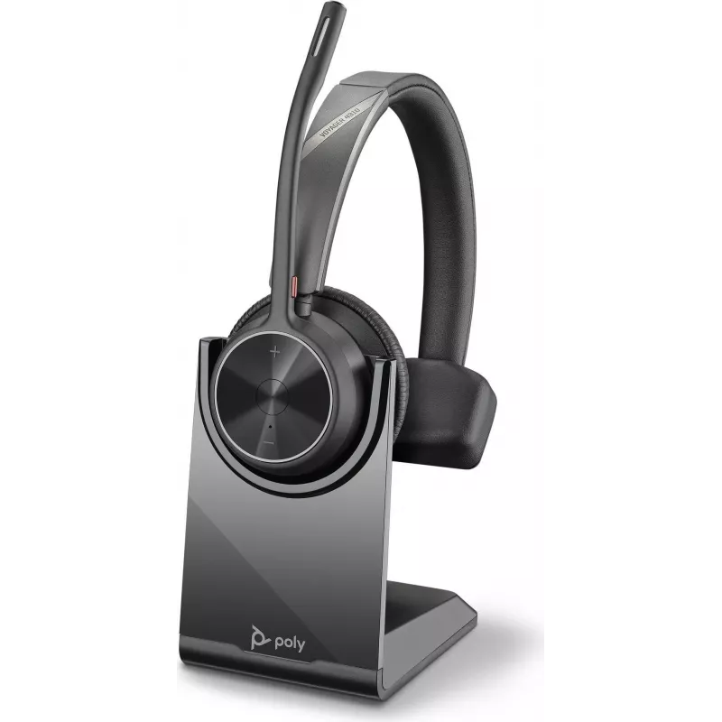 HP Poly Voyager 4300 UC Series 4310 draadloze on-ear headset met USB-C-adapter en standaard, Zoom-gecertificeerd 218474-01