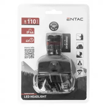 ENTAC EHL-ZOOM-1W-PL zoom 1W LED-hoofdlamp, zwart