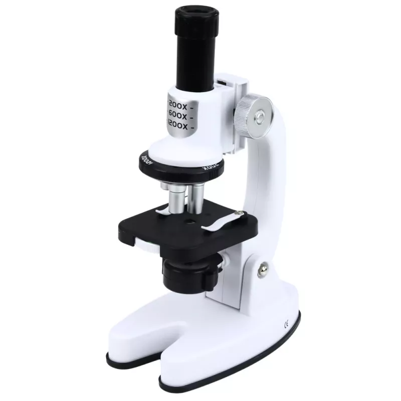 LEAN TOYS microscoop leerset voor kinderen zoom 1200x accessoires wit
