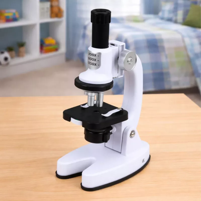 LEAN TOYS microscoop leerset voor kinderen zoom 1200x accessoires wit