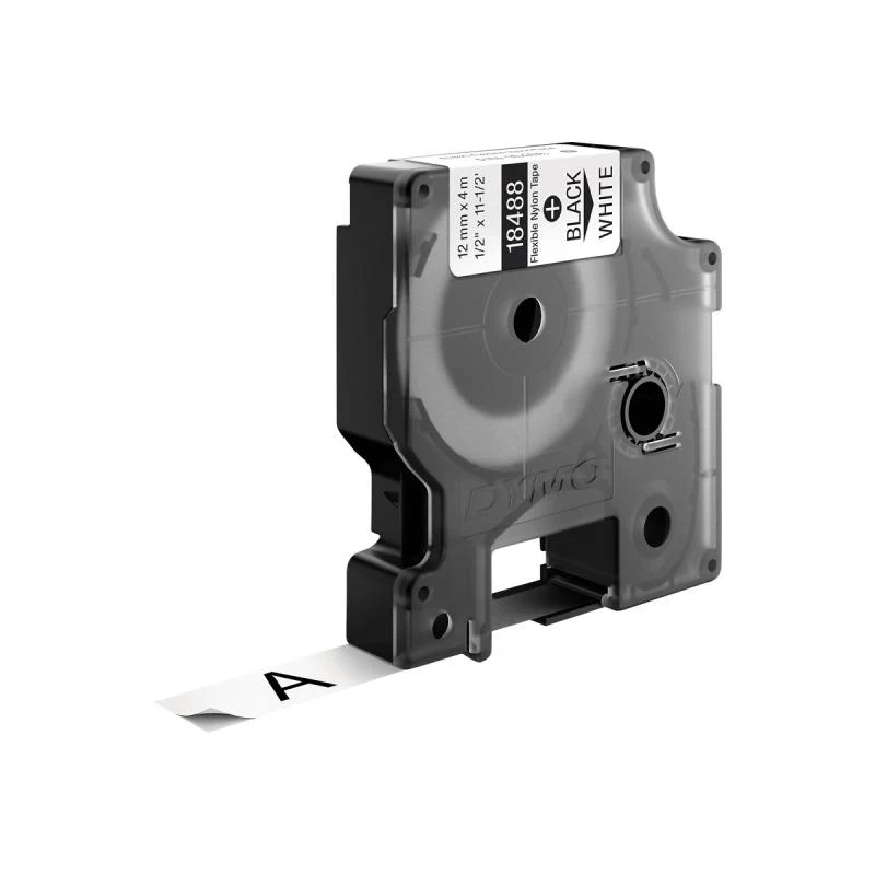 DYMO Rhino IND 12mm zwart op wit permanente nylon etiketbandcassette (18488, S0718100)