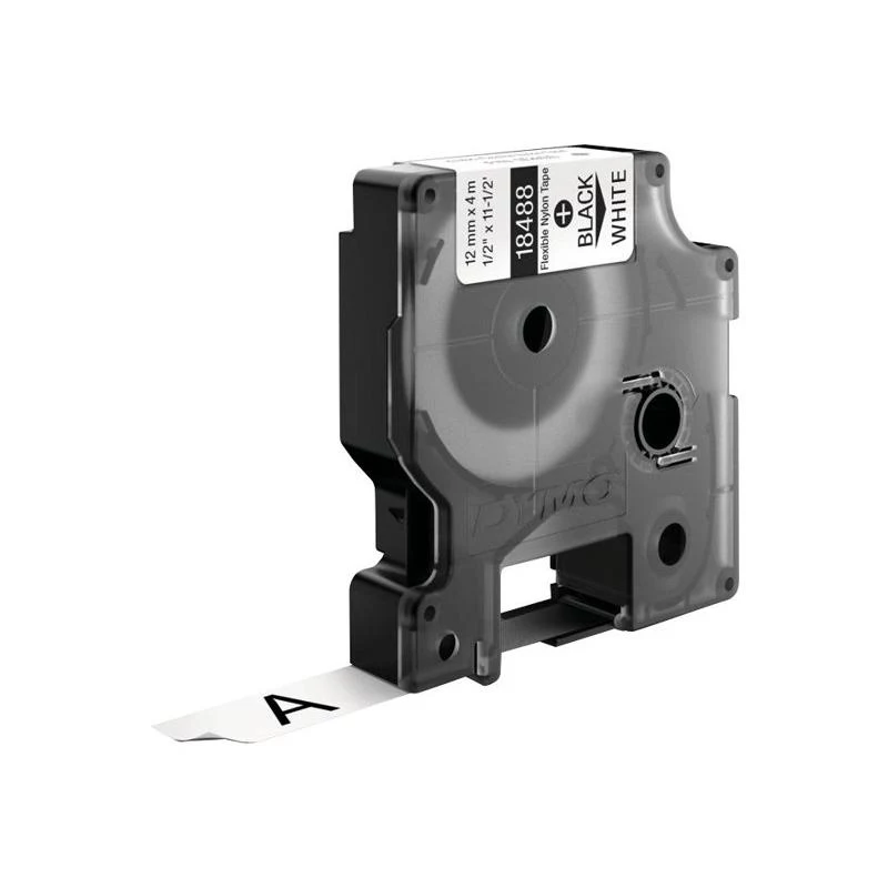 DYMO Rhino IND 12mm zwart op wit permanente nylon etiketbandcassette (18488, S0718100)