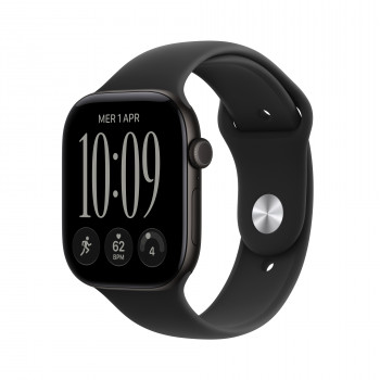 Apple Watch Series 12 GPS + Cellular 46 mm aluminium behuizing zwart met sportband zwart – M/L