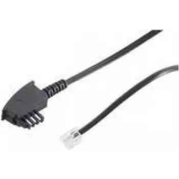 ShiverPeaks 70093-KOMSA - 3 m - TAE-F - RJ-11 - zwart - stekker/stekker - ronde telefoonkabel