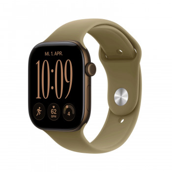 Apple Watch Series 12 GPS + Cellular 46mm aluminium behuizing donkerbrons met sportband olijf - M/L
