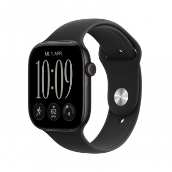 Apple Watch Series 12 GPS 46 mm aluminium behuizing zwart met sportband zwart – M/L