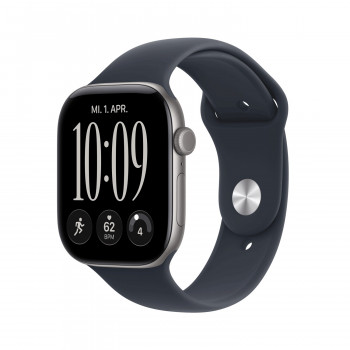 Apple Watch Series 12 GPS 46mm Space Gray aluminium behuizing met Navy Blue sportband - S/M