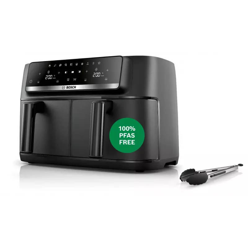 Bosch Serie 4 MAFD440B7 dual-basket heteluchtfriteuse, 9 L, 2500 W, zwart