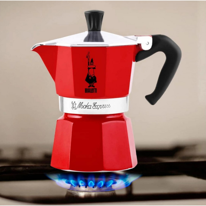 Bialetti Candyland Moka Express 3TZ handmatige koffiemachine, 150 ml, rood