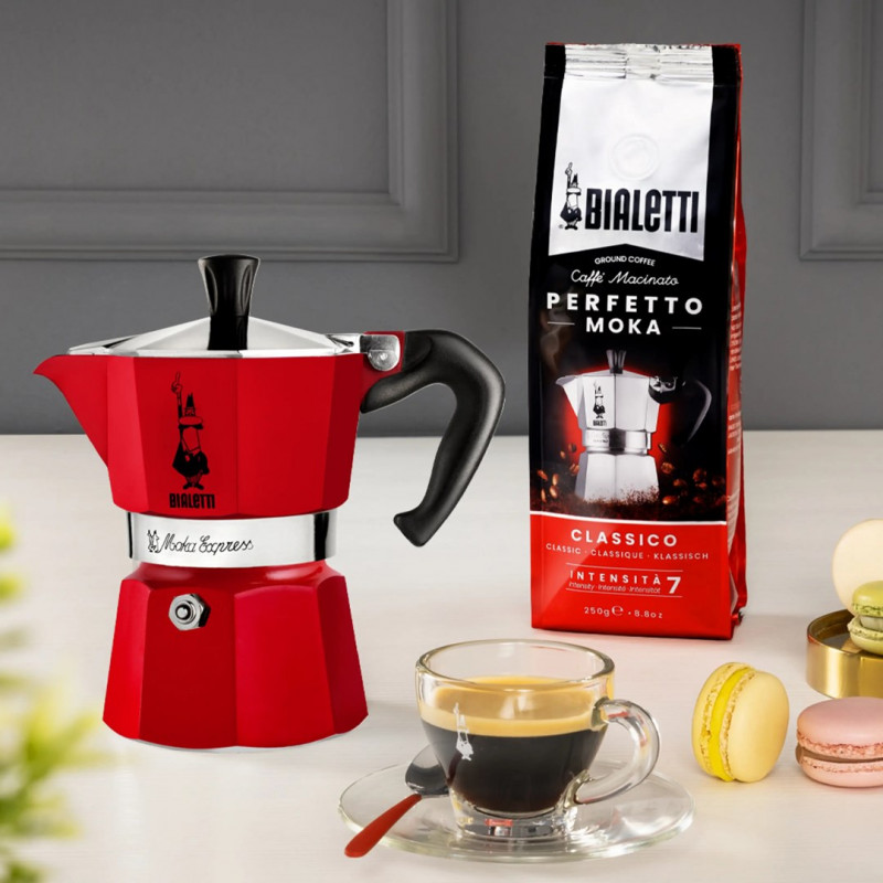 Bialetti Candyland Moka Express 3TZ handmatige koffiemachine, 150 ml, rood