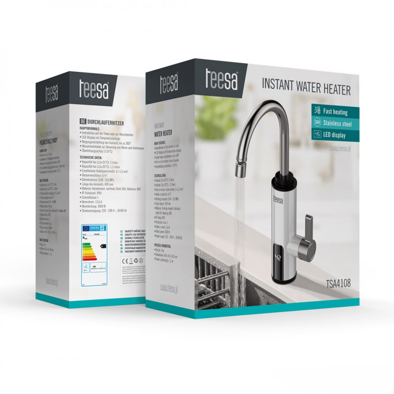 Teesa TSA4108 doorstroomverwarmer keukenkraan, wit