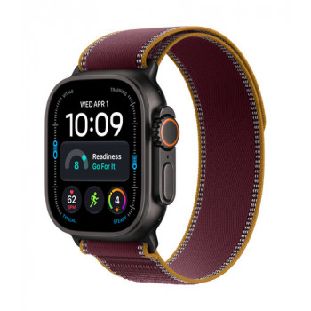 Apple Watch Ultra 4 GPS + Cellular 49 mm titanium behuizing zwart met Trail Loop bordeaux – S/M