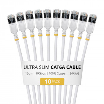StarTech.com Slim Cat6a U/FTP patchkabel RJ45, 0,15 m, wit, 10-pack