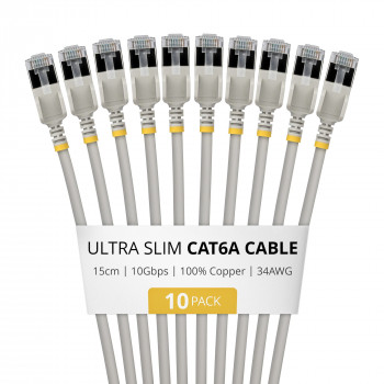 StarTech.com Slim Cat6a U/FTP patchkabel RJ45, 0,15 m, grijs, 10-pack