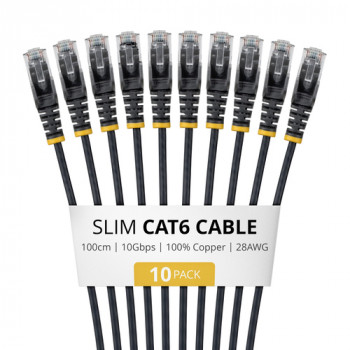 StarTech.com Slim Cat6 U/UTP patchkabel RJ45, 1 m, zwart, 10-pack