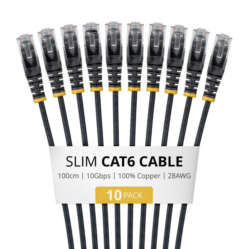 StarTech.com Slim Cat6 U/UTP patchkabel RJ45, 1 m, zwart, 10-pack