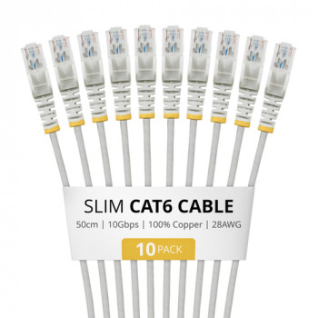 StarTech.com Slim Cat6 U/UTP patchkabel RJ45, 0,5 m, grijs, 10-pack