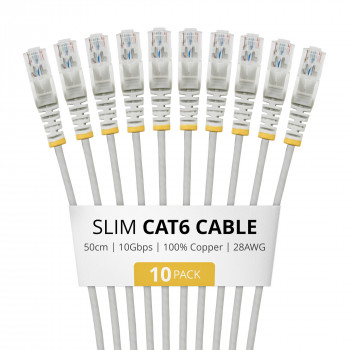 StarTech.com Slim Cat6 U/UTP patchkabel RJ45, 0,5 m, grijs, 10-pack