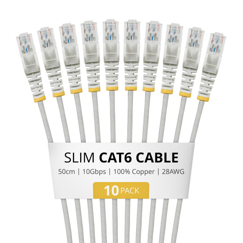 StarTech.com Slim Cat6 U/UTP patchkabel RJ45, 0,5 m, grijs, 10-pack